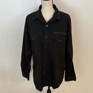 Harley-Davidson Black Long Sleeve Shirt Cotton Large Casual Button Front